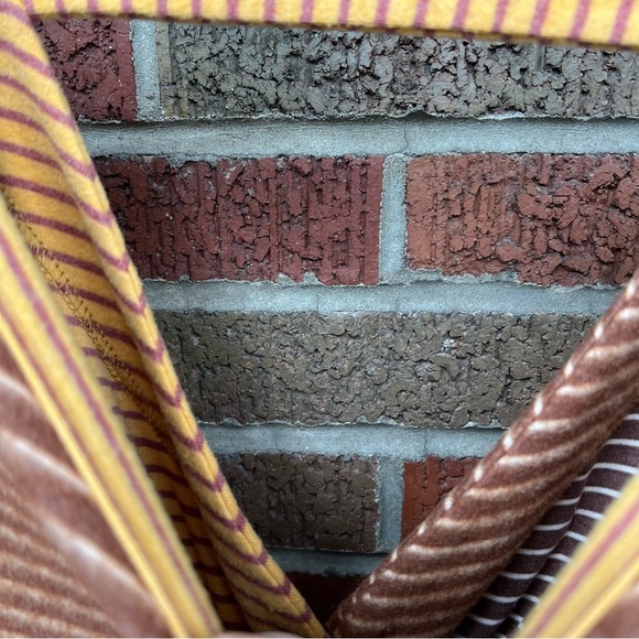 White Birch Mustard Yellow and Light Brown Striped Colorblock Back Twisted Top - Picture 4 of 8